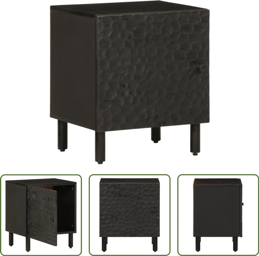 Table de chevet noire durable en bois de manguier contre l'usure du temps