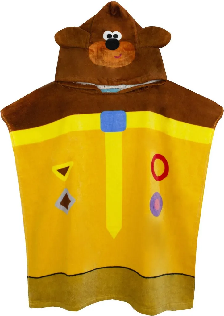 Cape de Bain Hey Duggee Jaune pour Enfant en Éponge de Coton Absorbante