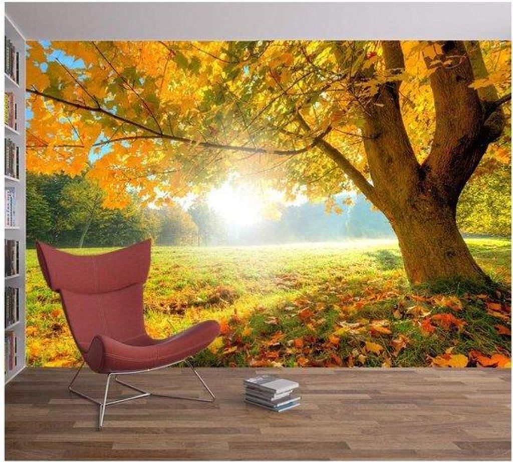 Herbst Dekorationsset - 5-Komponenten - 325x215cm - Wärme-und-Sonne-Atmosphäre - Gemalte Wandbilder