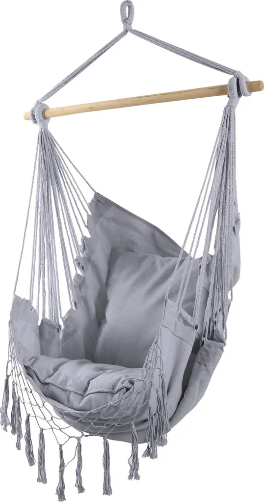 Chaise Suspendue Grise Rebecca Mobili, Balancelle Intérieur et Jardin