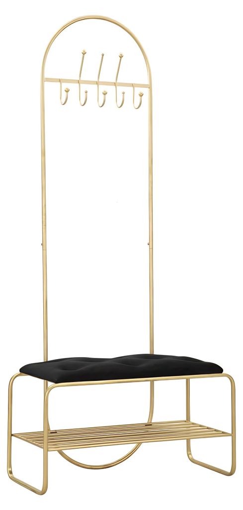 Banco perchero Glam Gold: Asiento de terciopelo, respaldo Imagen del producto 