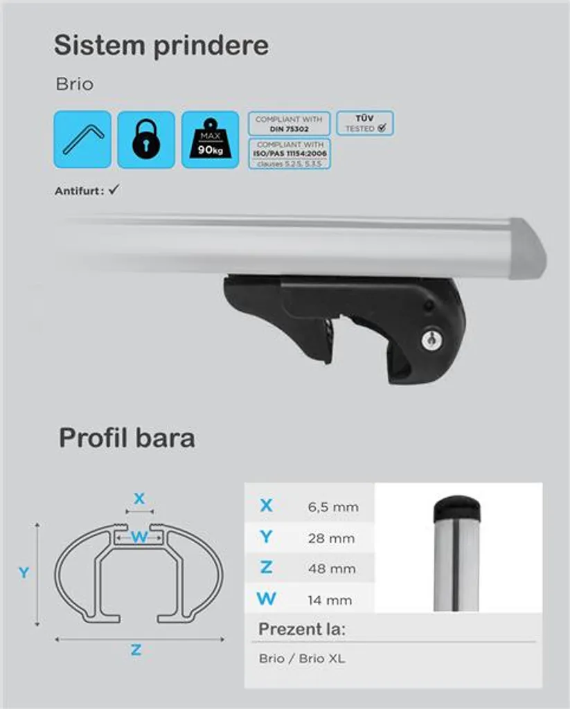 Menabo Brio Barre Portatutto Saab 9-3 SportHatch 2002-2008 Alluminio 90kg - 7