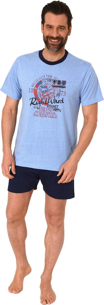 Kurzer Herren Shorty Schlafanzug in tollen Farben - 122 105 10 755 ; blau , 48