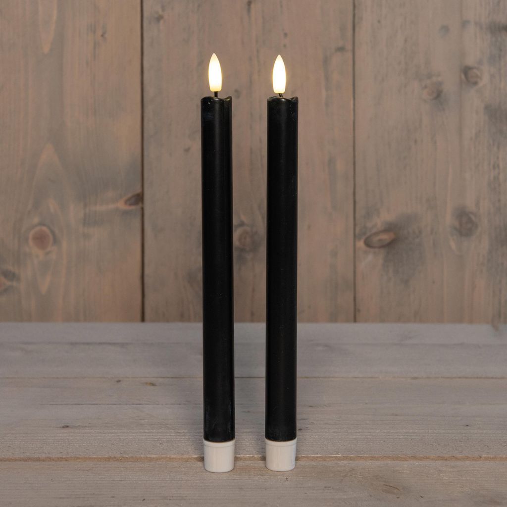 Anna Collection Led Tischkerzen - 2x - schwarz - 25 cm - 3D Produktbild 