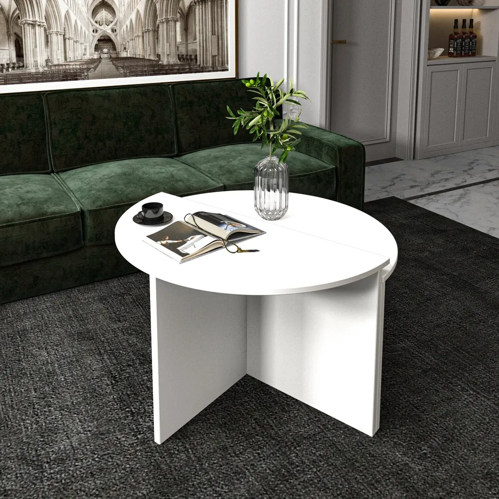 Table basse blanche en mélaminé Dolunay Skye Decor - 70 cm de long