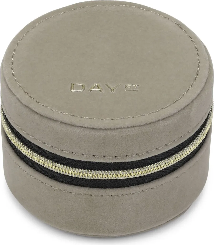 Petit coffret à bijoux rond zippé DAY ET en tissu Cobbelstone Kaki chic