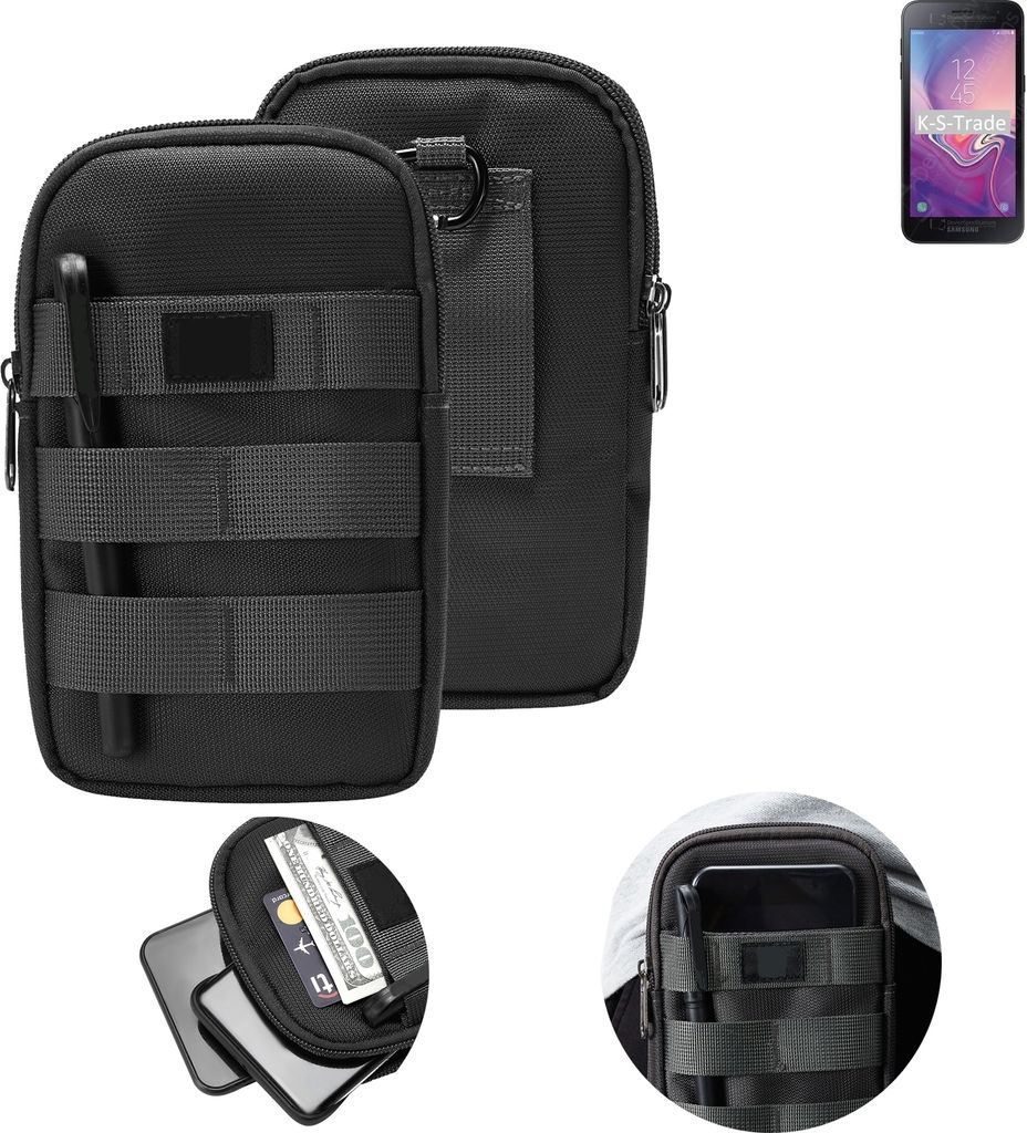 K-S-Trade Holster Gürtel Tasche kompatibel mit Samsung Galaxy J2 Pure Handy Tasche Schutz Hülle dunkel-grau viele Fächer, 1x