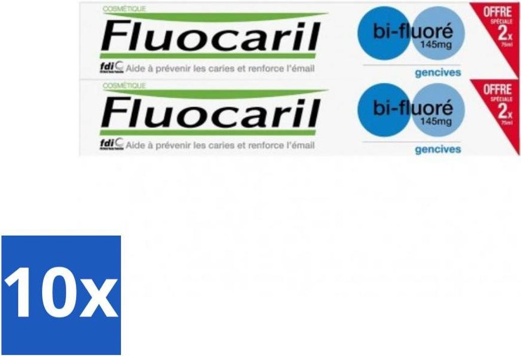 Fluocaril Zahnpasta mit Fluorid – 2 Tuben – 75 ml - Vorteilspack - 10 Stücke