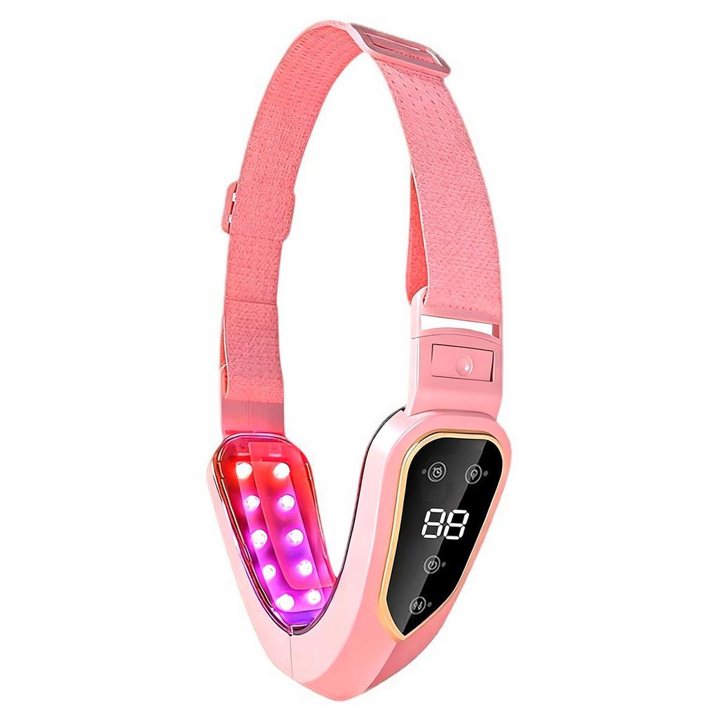 Gesichtsstraffungsgerät,Gesicht Massagegerät mit LED-Lichttherapie,5 Lichtquellen,12 Intensitätsstufen zur Kinnstraffung & Facelifting, USB-Aufl...