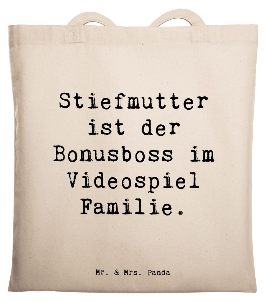 Mr. & Mrs. Panda Tote Bag Spruch Stiefmutter Bonusboss - Transparent - Geschenk, Herausforderung, Freude, Laptoptasche, Videospiel, Patchwork-Famil...