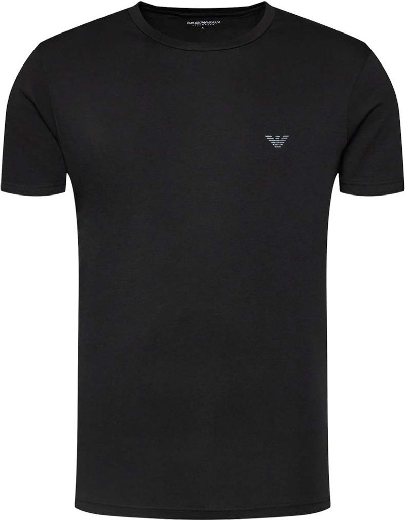 EMPORIO ARMANI 2er Pack Herren Regular Fit Stretch Baumwolle O-Neck T-Shirts Schwarz/Schwarz S