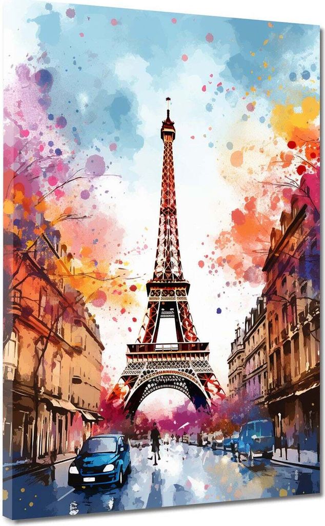 Leinwandbild Wandbild Kunstdruck XXL Wanddeko Eiffelturm Paris Abstract: 60x80x2cm