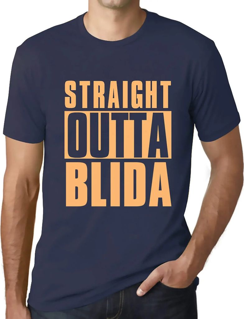 Herren Grafik T-Shirt Direkt aus der Blida – Straight Outta Blida – Öko-Verantwortlich Vintage Jahrgang Kurzarm Lustige Druck Geburtstag Gesch...