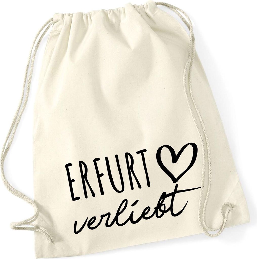 Huuraa Turnbeutel Erfurt verliebt 12 Liter Natural Baumwolle Rucksack Geschenkidee