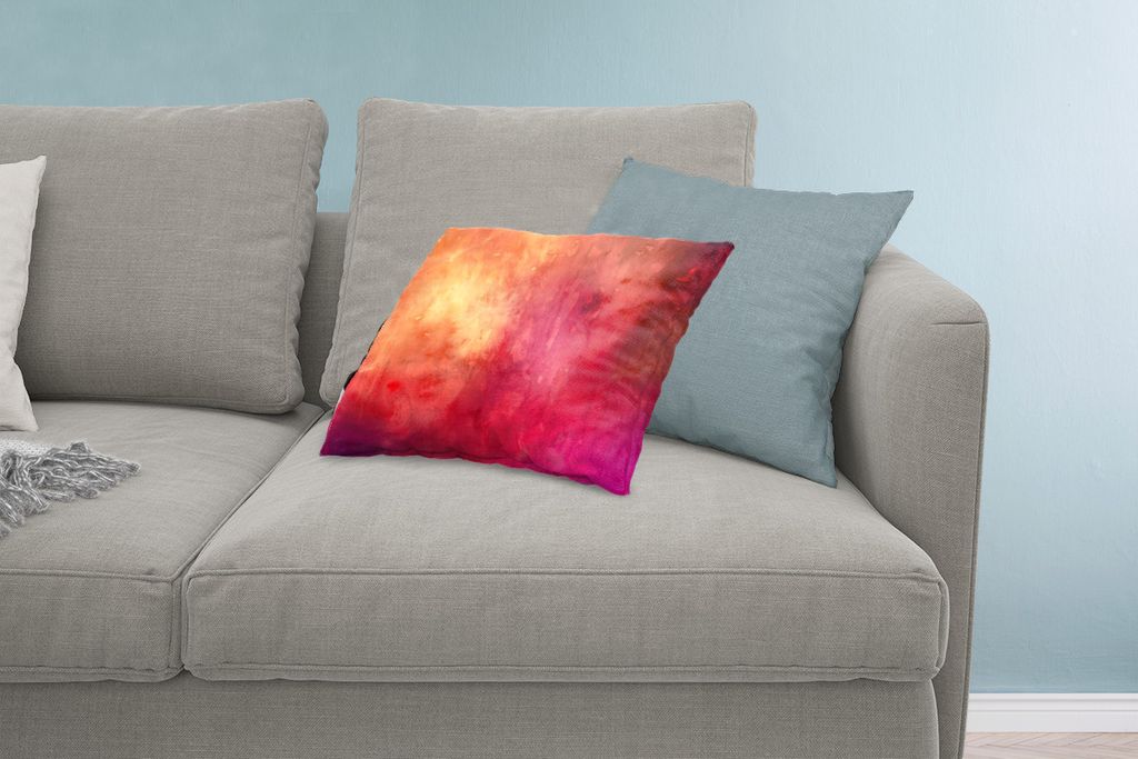 MuchoWow Zierkissen Sofakissen Wohnzimmer Dekokissen 60x40 cm Aquarell - Rot - Orange - Farbton - Kopfkissen - Polster mit Foto