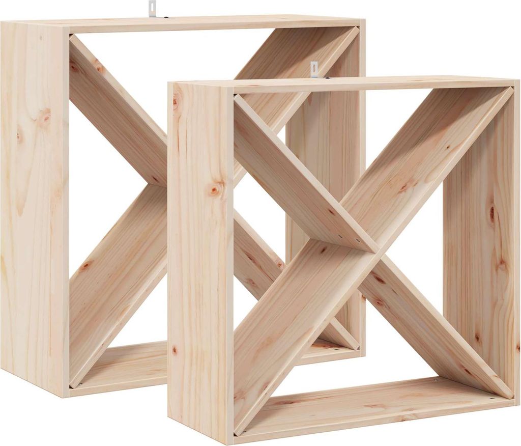 vidaXL Weinregal 2 pcs Natur 62 x 25 x 62 cm Massives Kiefernholz