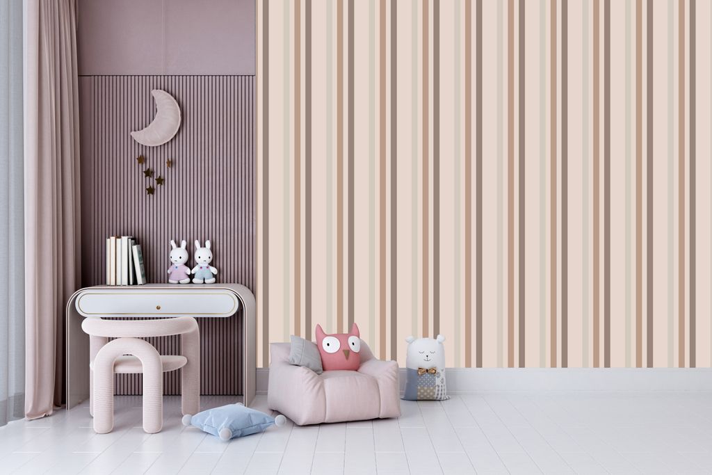 DECO WALLS Fototapete Kinderzimmer Beige Streifen - Außergewöhnliche Haltbarkeit XXL 240x360 cm