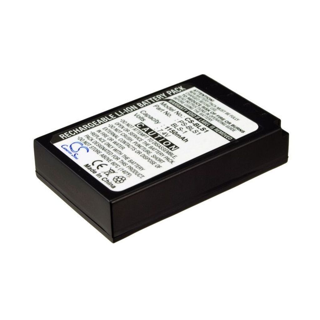 A black rechargeable lithium-ion battery pack with a white label.