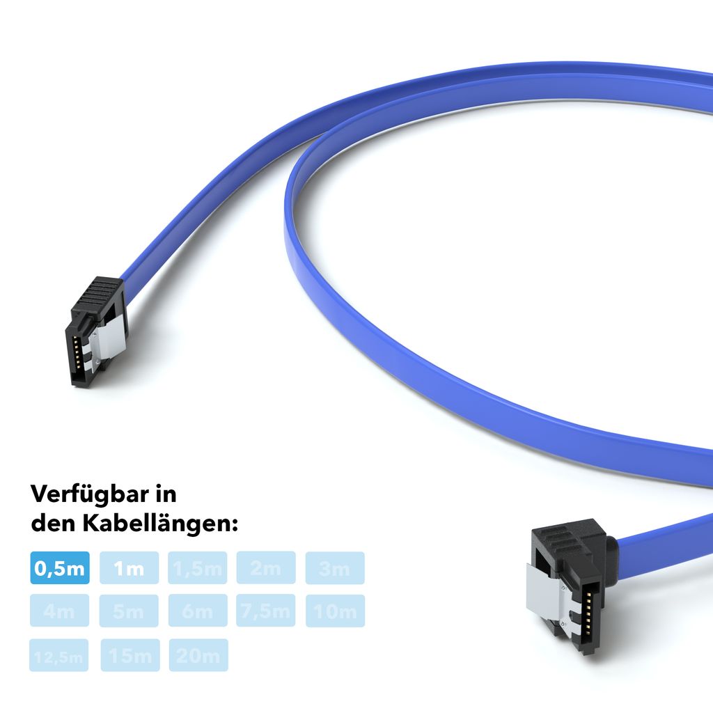 0,5m SATA-3 Kabel Blau | S-ATA 6 Gb/s High Speed SSD HDD