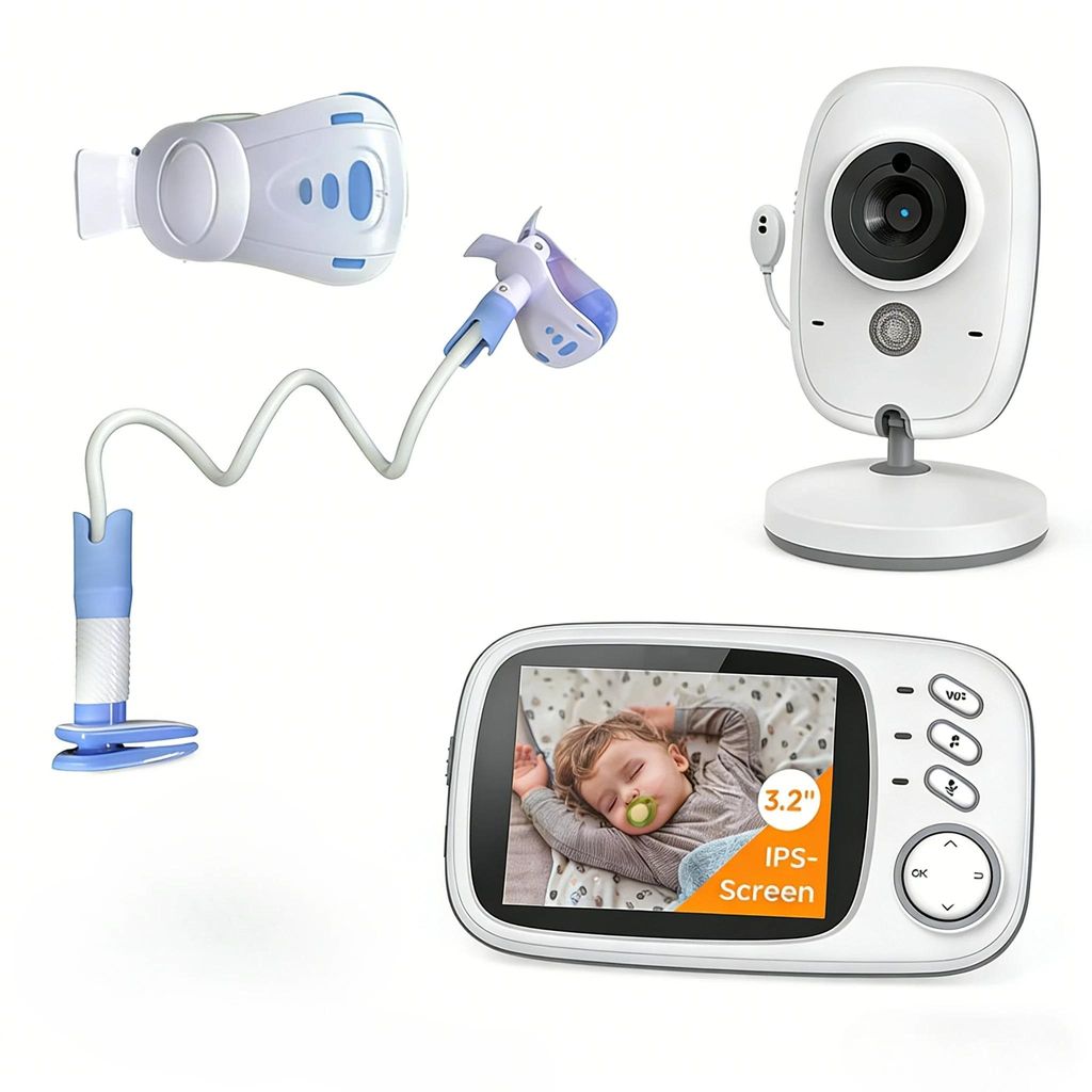 Babyphone mit Kamera Baby Monitor 3,2 Zoll Zwei-Wege-Gegensprechanlage Temperaturüberwachung Schlaf-lied VOX Babyphone Halterung fürBabyphone Kamer