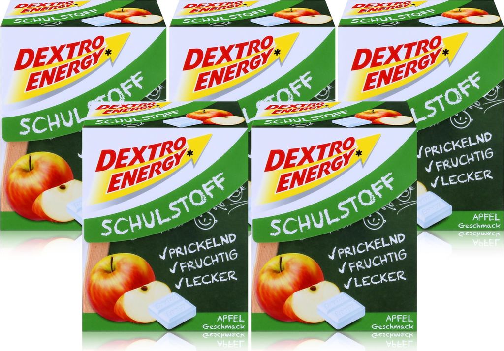 Dextro Energy Schulstoff Traubenzucker Apfel Geschmack 50g (5er Pack)