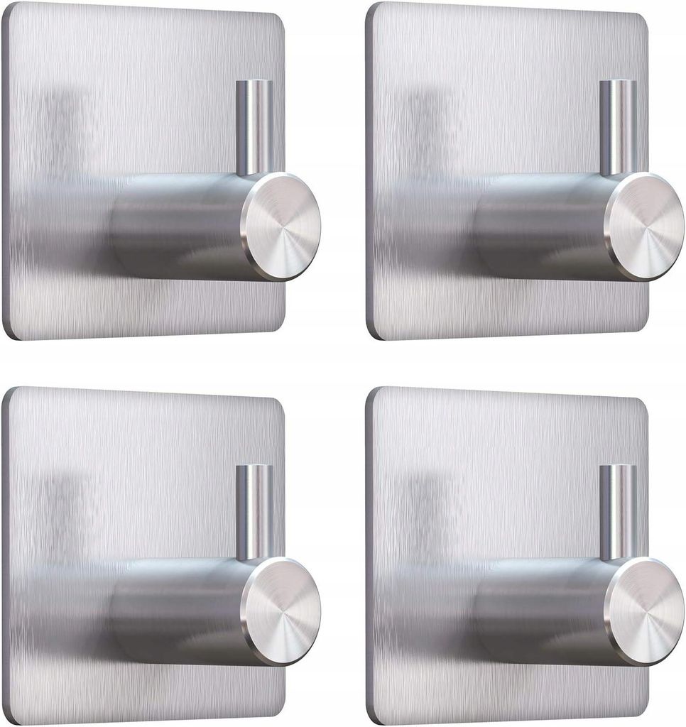 Handtuchhaken 4er Set selbstklebend silber Metall 3M Bad Produktbild 