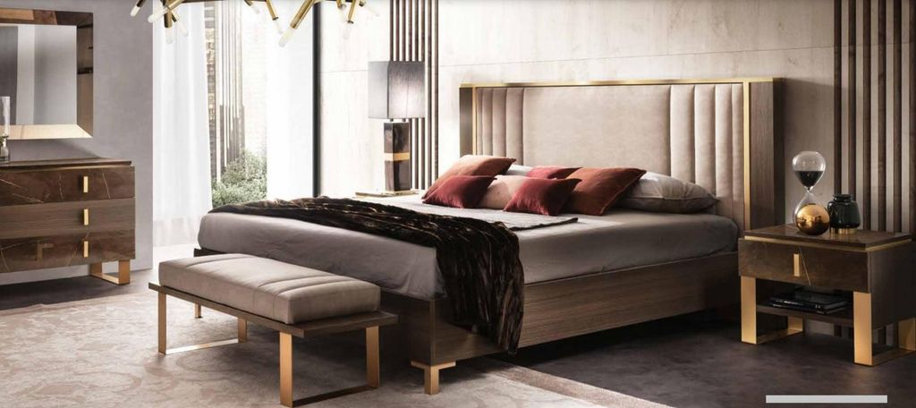 Modernes Schlafzimmer Set Bett Nachttisch Hocker 4tlg. Garnitur Gruppe Komplett