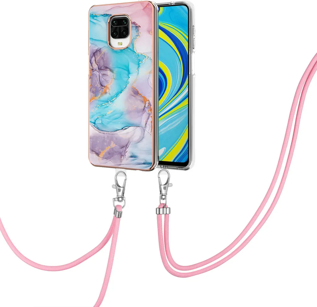 Custodia Xiaomi Redmi Note 9 Pro con Cinturino Blu | Cover TPU Fantasia