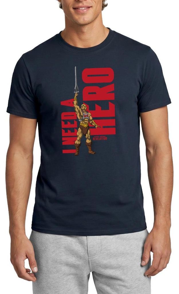 Spreadshirt Masters Of The Universe He-Man I Need A Hero Männer T-Shirt, 4XL, Navy