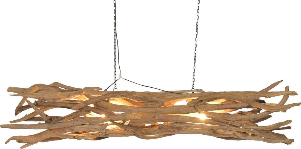 Deckenlampe Home ESPRIT Schwarz natürlich Holz Eisen Teakholz 50 W