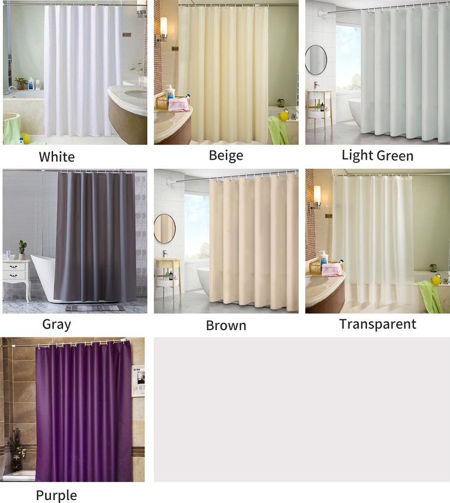 Solider Duschvorhang 6 x FT Badvorhänge mit 12 Metallösen und Haken, wasserdichtes PEVA-Badezimmer für Badewannenduschen