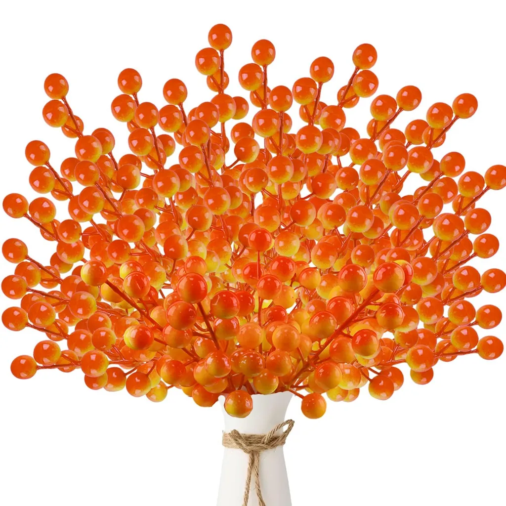 Baies de Noël Artificielles Réutilisables : Lot de 40 Tiges 21cm Rouge