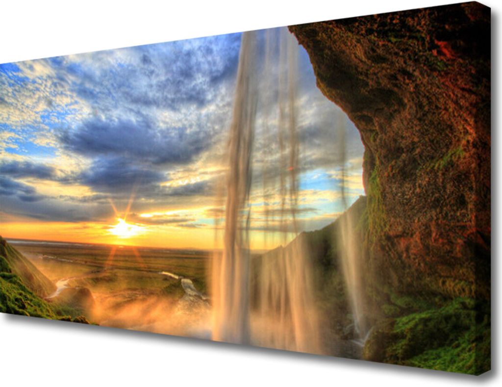 Tulup Leinwand-Bilder 100x50 Wandbild Canvas Kunstdruck Wasserfall Landschaft