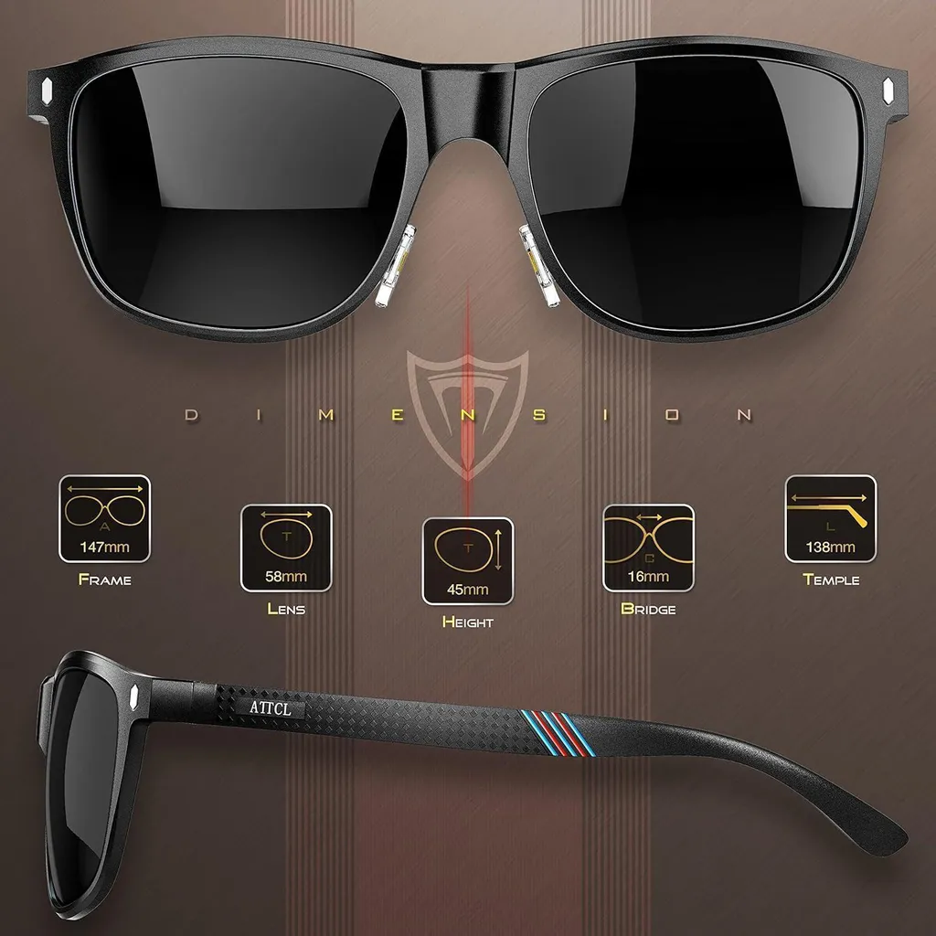 Occhiali da Sole Sportivi ATTCL Uomo Pesca Golf Polarizzati AL-MG - 3