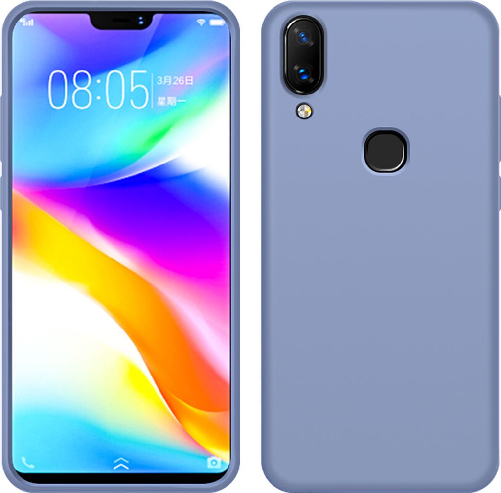 VIVO Z3X Hülle, LaimTop Slim Flüssig Silikon Soft Gel Gummi Stoßfest Kratzfest Schutzhülle für VIVO Z3X Grau