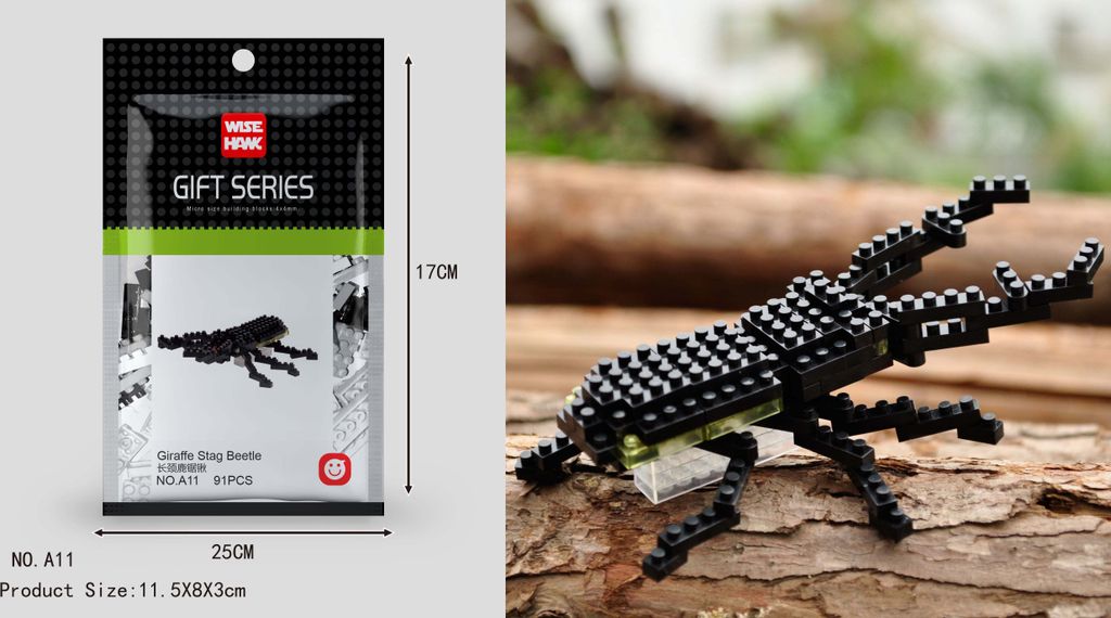 Hirschkäfer Figur Bausteine Modell LNO Micro-Bricks