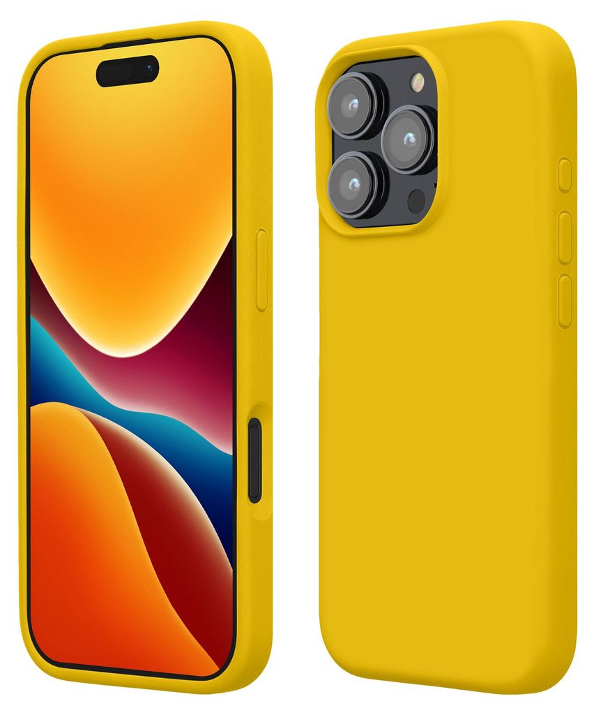 kwmobile Handyhülle für iPhone 16 Pro Hülle, für iPhone 16 Pro Case - Hülle Silikon - kabelloses Laden - Strahlend Gelb