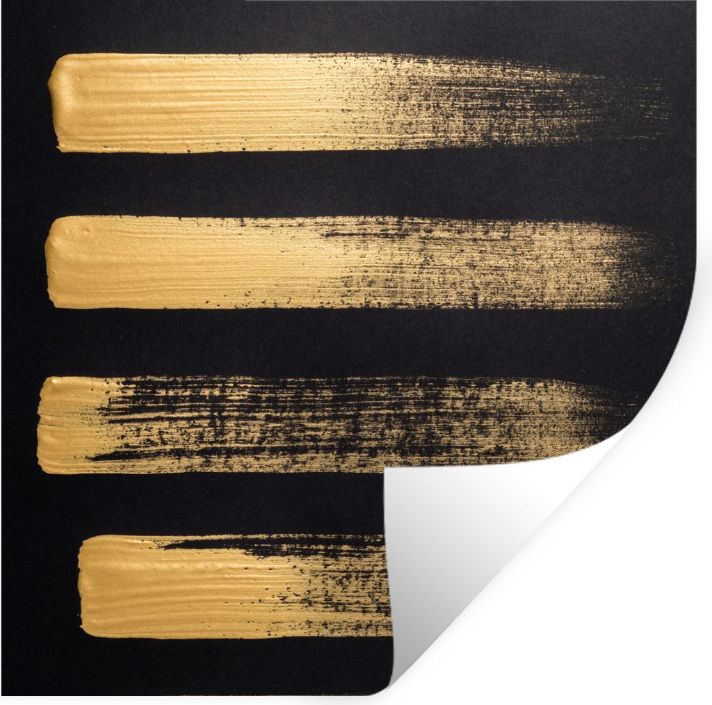 MuchoWow Wandtattoo Wandsticker Wandaufkleber Muster aus goldener Farbe auf schwarzem Hintergrund 100x100 cm Selbstklebend und Repositionierbar -...