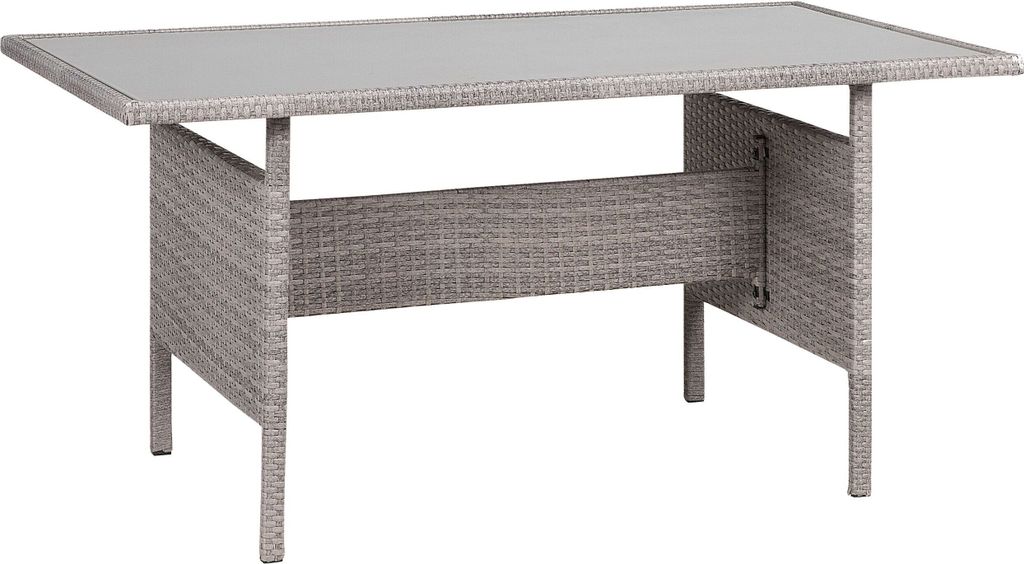 BELIANI Gartentisch mit Glasplatte Grau aus Polyrattan 145 Produktbild 