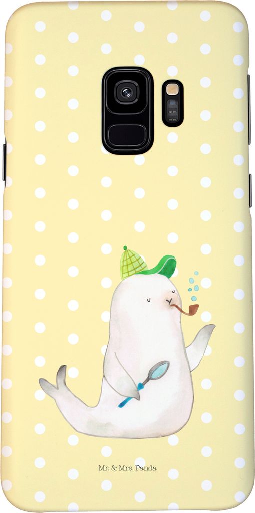 Mr. & Mrs. Panda Samsung Galaxy S9 Handyhülle Robbe Sherlock - Gelb Pastell - Geschenk, Handy Case, Cover, Smartphone Hülle, Lustige Sprüche
