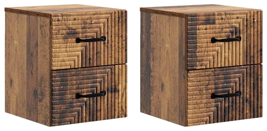 Maison Exclusive - Wandmontierter Nachttisch 2 pcs Altholz 34,5 x 33 x 40 cm