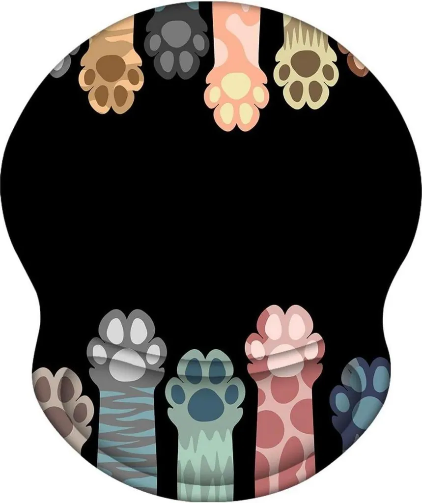 Tapis de souris repose-poignet gel ergonomique design chat antidérapant