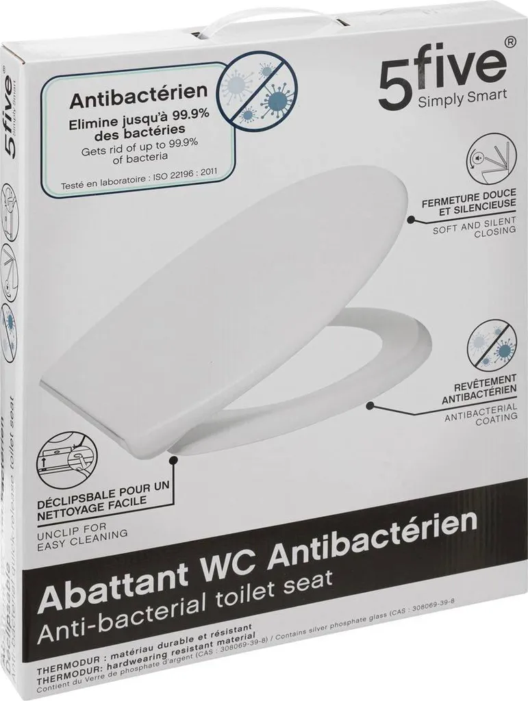 Abattant de WC Antibactérien Blanc 5 Five Simply Smart Design Épuré - 3