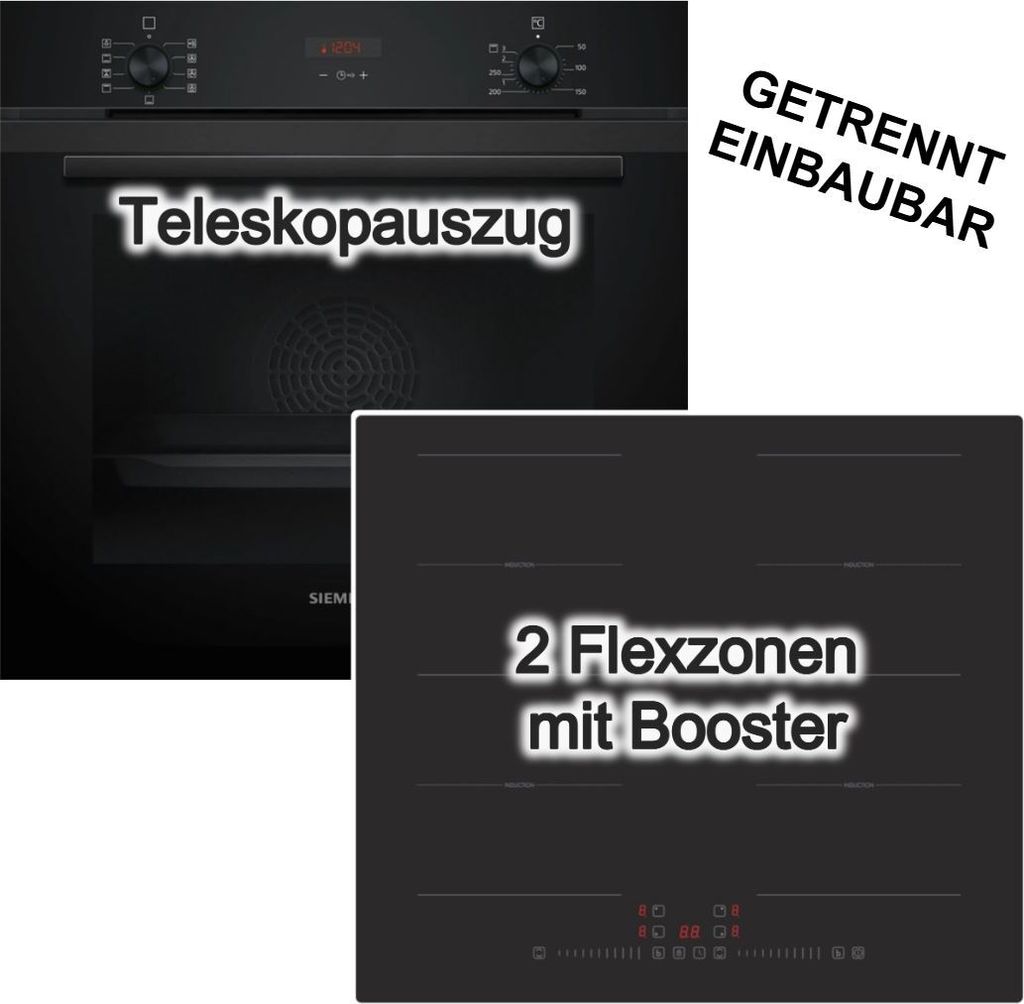 Herdset Siemens Backofen Hydrolyse + PKM Induktionskochfeld rahmenlos autark 60cm