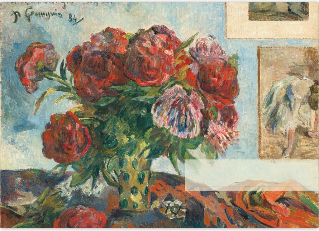 schöner DIN A3 Malblock Paul Gauguin: Stilleben mit Pfingstrosen 1884