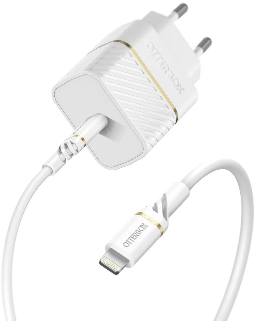 Bloc de charge USB-C et câble Lightning Otterbox 20W blanc 1 mètre