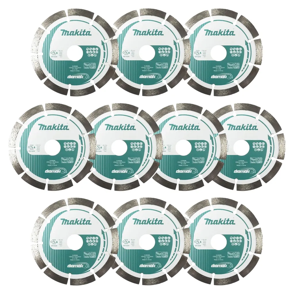 Lot de 10 disques diamant 125mm Makita pour meuleuse d'angle universelle