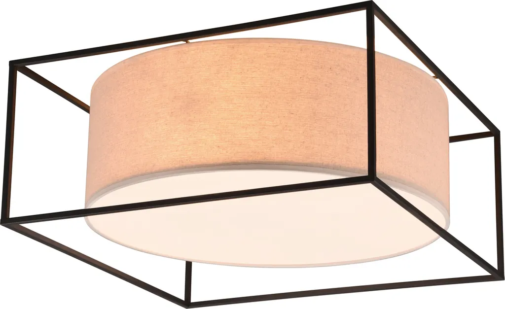 Lampada Soffitto Ross Trio 50cm Beige: Minimalismo in Tessuto Moderno