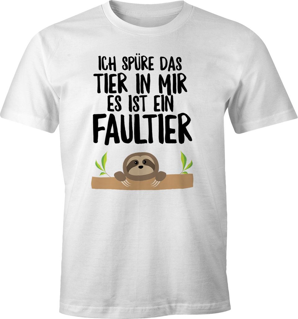 Faultier Herren T-Shirt Ich spüre das Tier in mir, es ist ein Faultier Fun-Shirt Moonworks weiß XXL