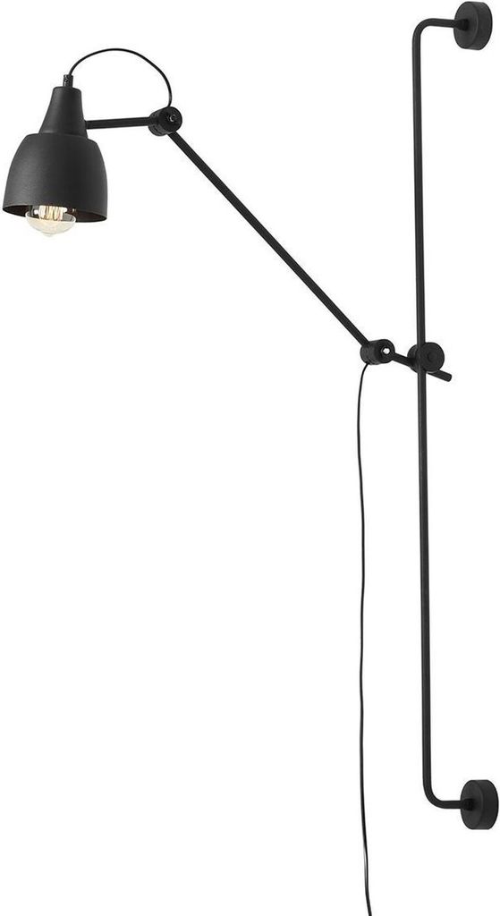Wandleuchte Metall E27 113 cm hoch mit Schalter Schwenkarm Schwarz Wandlampe